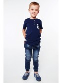 Boy\'s T-shirt with buttons, navy blue NDZ4482 - Online store - Boutique